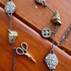 CAbi Two-Tone Scissors Charm Necklace with Pave Crystals - Gold & Silver